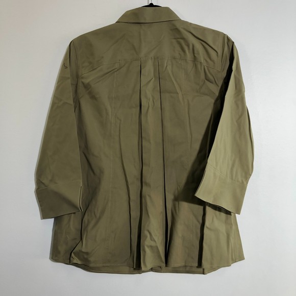 Chico's No Iron Cotton Green 3/4 Sleeve Button Down Shirt S or US 4/6 - Picture 4 of 13